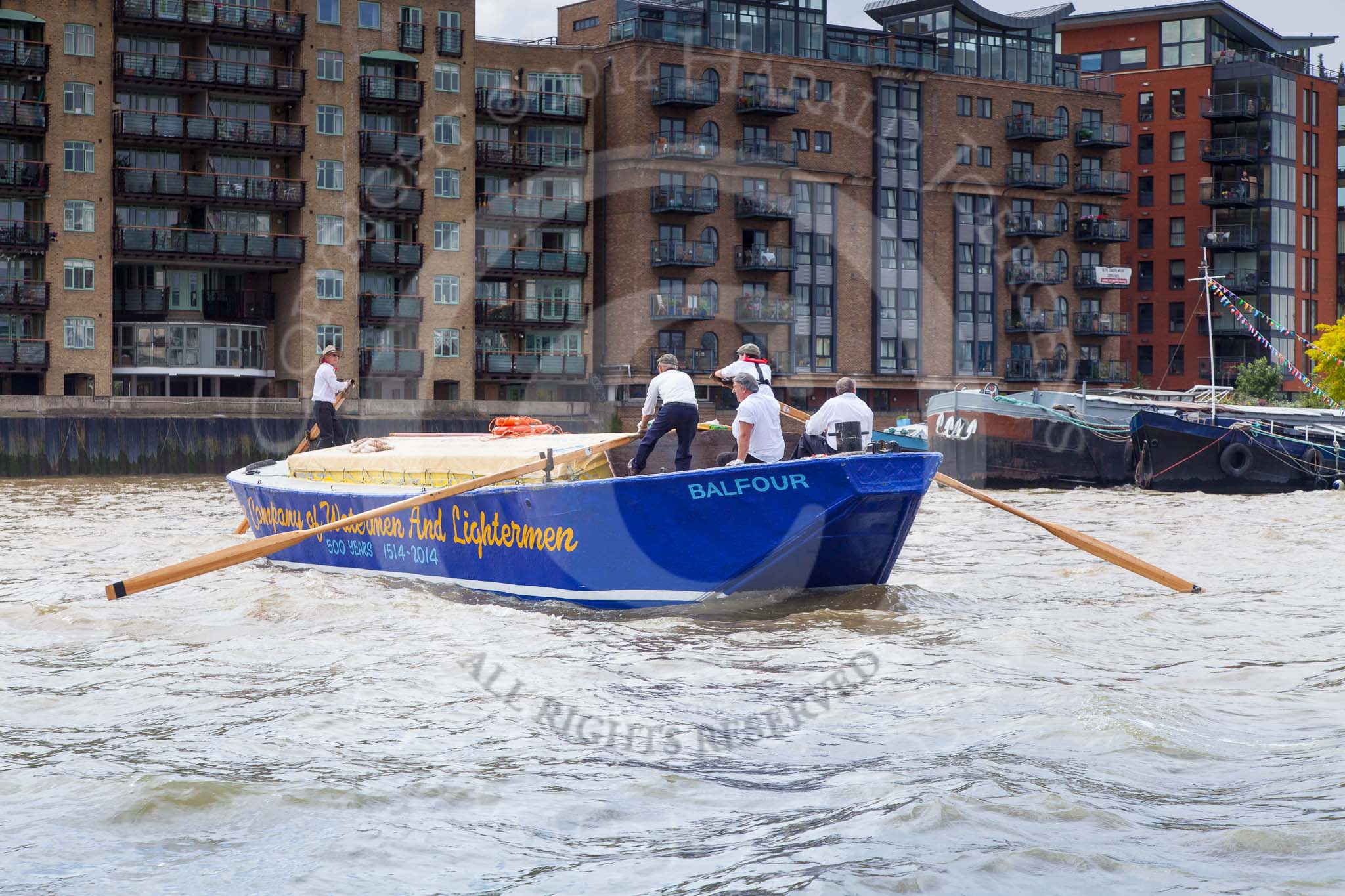 TOW River Thames Barge Driving Race 2014.
River Thames between Greenwich and Westminster,
London,

United Kingdom,
on 28 June 2014 at 13:34, image #253