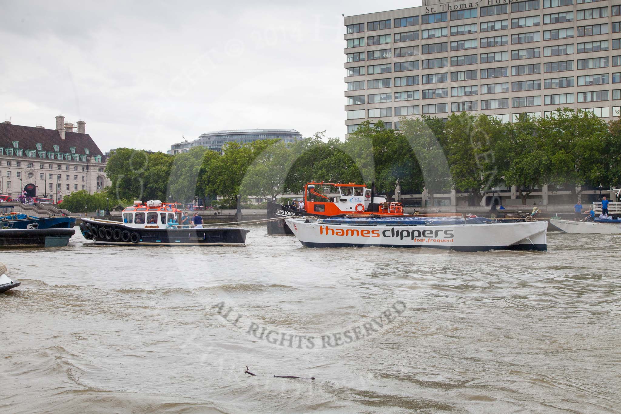 TOW River Thames Barge Driving Race 2014.
River Thames between Greenwich and Westminster,
London,

United Kingdom,
on 28 June 2014 at 14:40, image #436