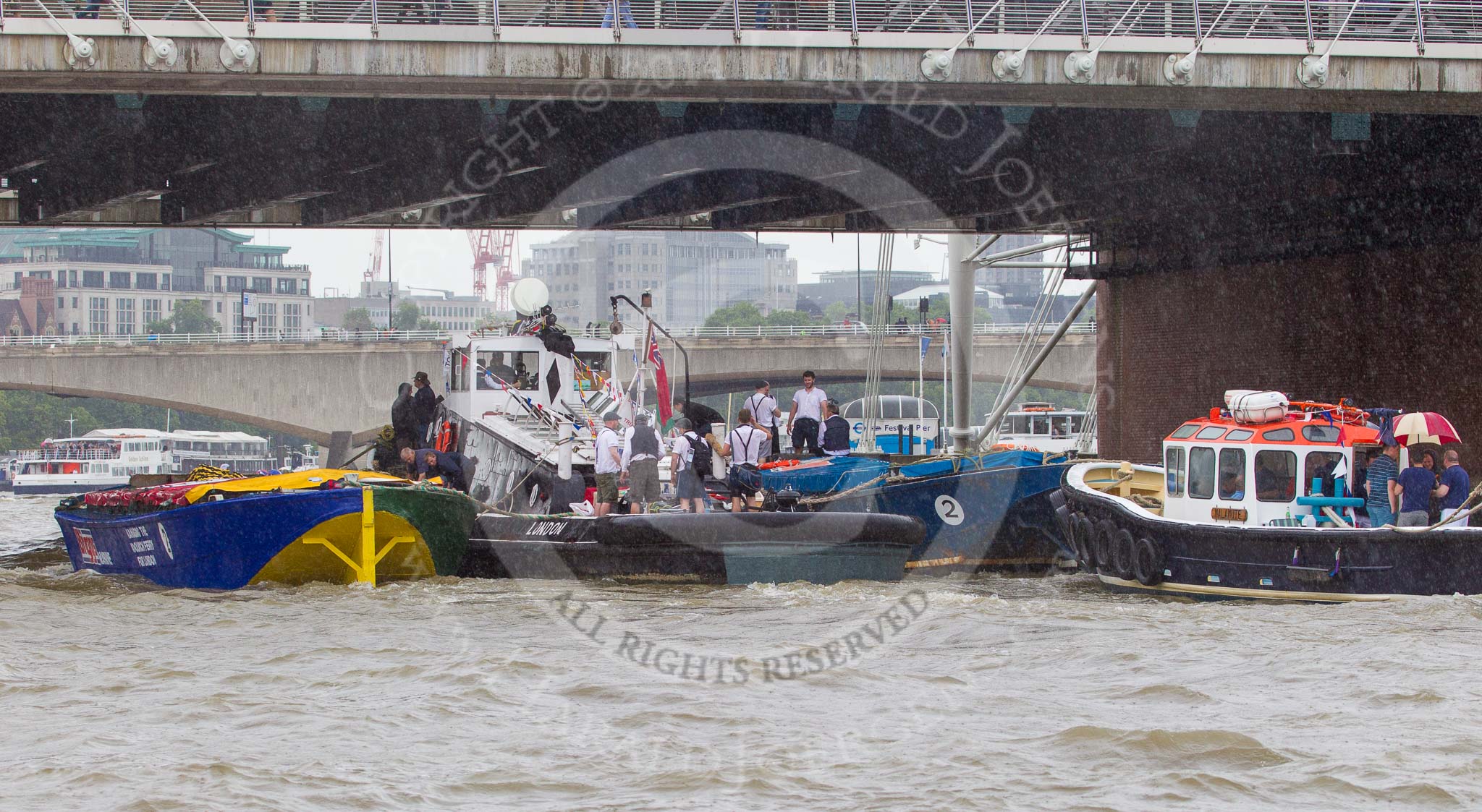 TOW River Thames Barge Driving Race 2014.
River Thames between Greenwich and Westminster,
London,

United Kingdom,
on 28 June 2014 at 14:48, image #451