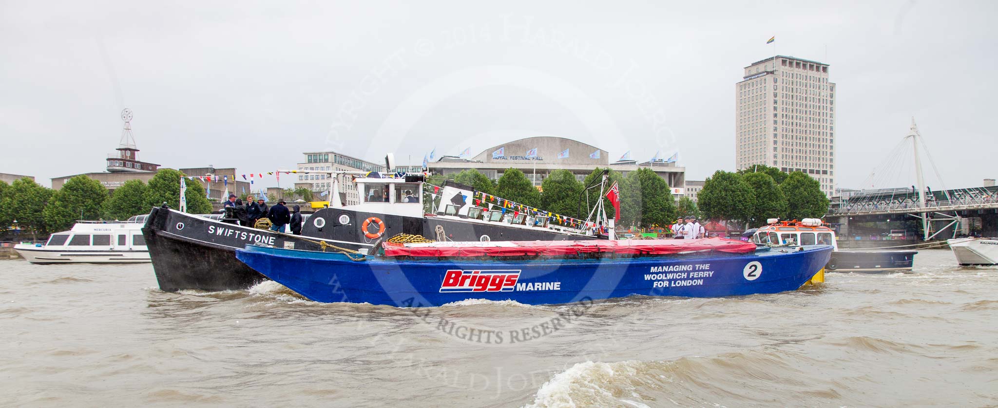 TOW River Thames Barge Driving Race 2014.
River Thames between Greenwich and Westminster,
London,

United Kingdom,
on 28 June 2014 at 14:50, image #452