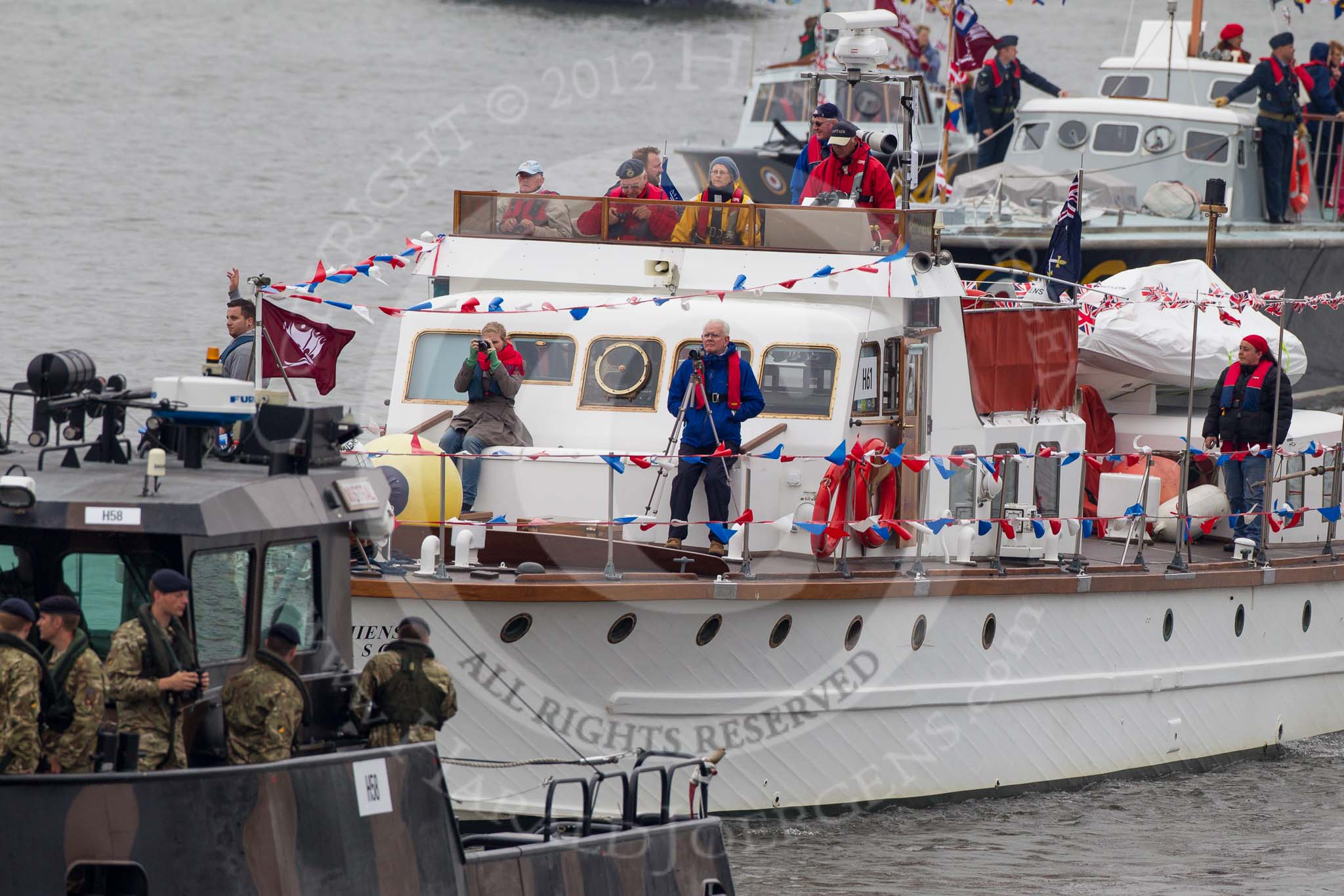 Thames Diamond Jubilee Pageant: FORCES-Amiens RASC (H61)..
River Thames seen from Battersea Bridge,
London,

United Kingdom,
on 03 June 2012 at 15:23, image #339