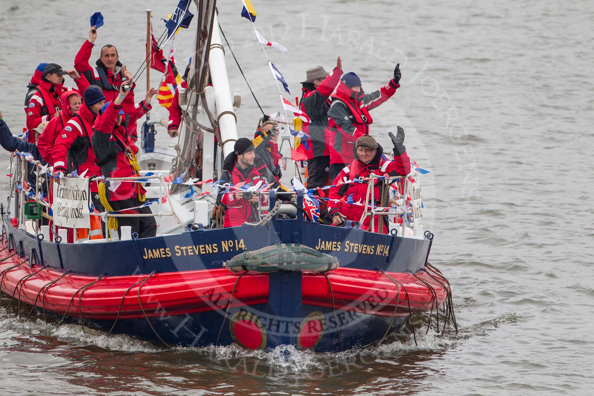 Thames Diamond Jubilee Pageant: SERVICES-James Stevens No.14 (H109)..
River Thames seen from Battersea Bridge,
London,

United Kingdom,
on 03 June 2012 at 15:32, image #382