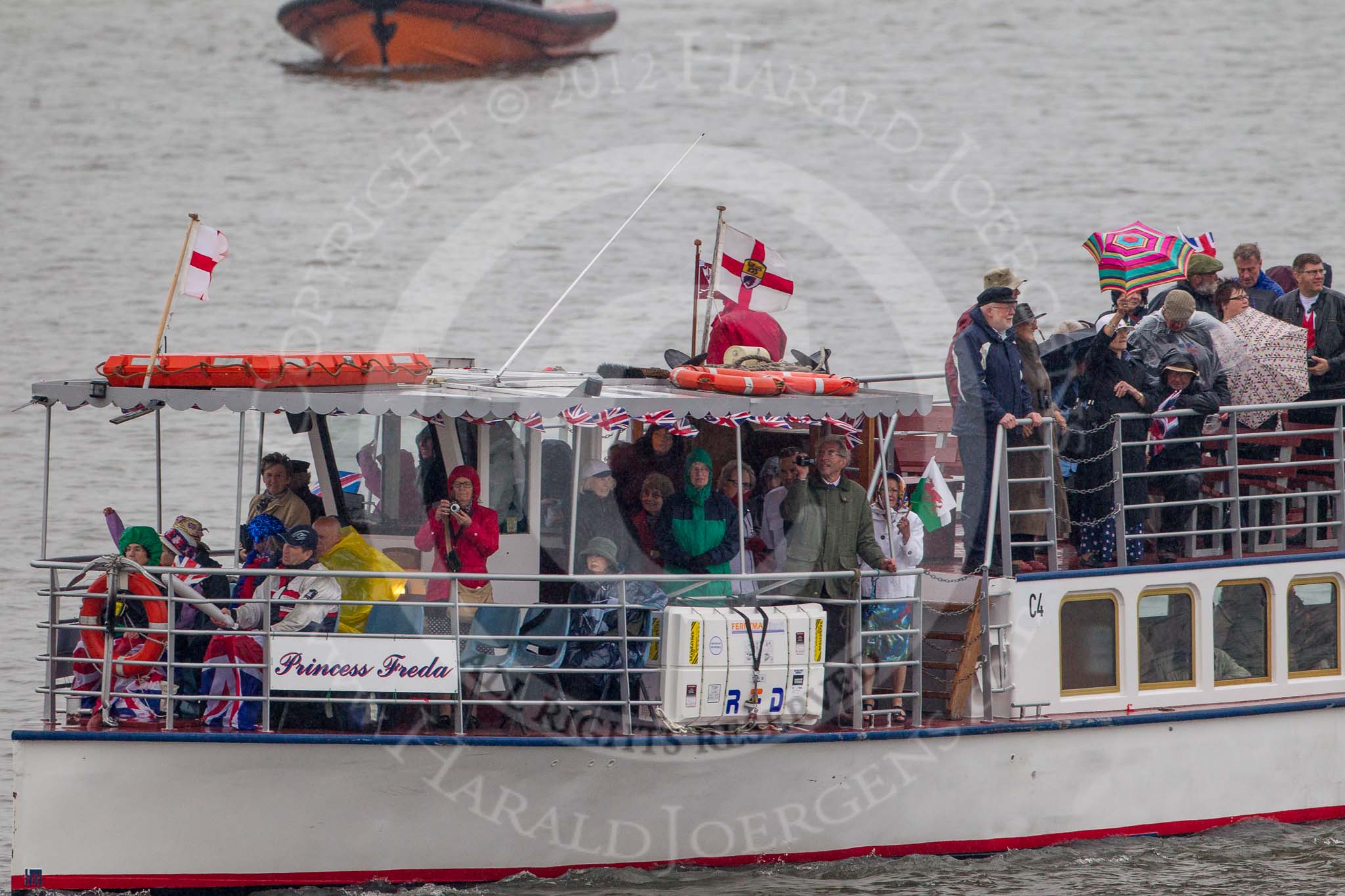 Thames Diamond Jubilee Pageant: PASSENGER BOATS- Princess Freda (C4)..
River Thames seen from Battersea Bridge,
London,

United Kingdom,
on 03 June 2012 at 16:08, image #527