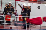 Thames Diamond Jubilee Pageant: ROYAL MARINES HERALD FANFARE TEAM-Connaught (V62)..
River Thames seen from Battersea Bridge,
London,

United Kingdom,
on 03 June 2012 at 14:56, image #172