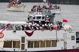 Thames Diamond Jubilee Pageant: BAND OF HM ROYAL MARINES PLYMOUTH-Valulla (H1)..
River Thames seen from Battersea Bridge,
London,

United Kingdom,
on 03 June 2012 at 15:08, image #240