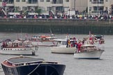 Thames Diamond Jubilee Pageant: MOTOR CRUISES/YACHTS- Nenemoosha (H83), Molly Ban of Dublin (H86), Star of Kiliarney (H87)..
River Thames seen from Battersea Bridge,
London,

United Kingdom,
on 03 June 2012 at 15:23, image #342