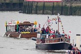 Thames Diamond Jubilee Pageant: WORKING HISTORIC- St.George (Leicestershire) (H132) and Queen of Lake (Cumbria) (H131)..
River Thames seen from Battersea Bridge,
London,

United Kingdom,
on 03 June 2012 at 15:32, image #387