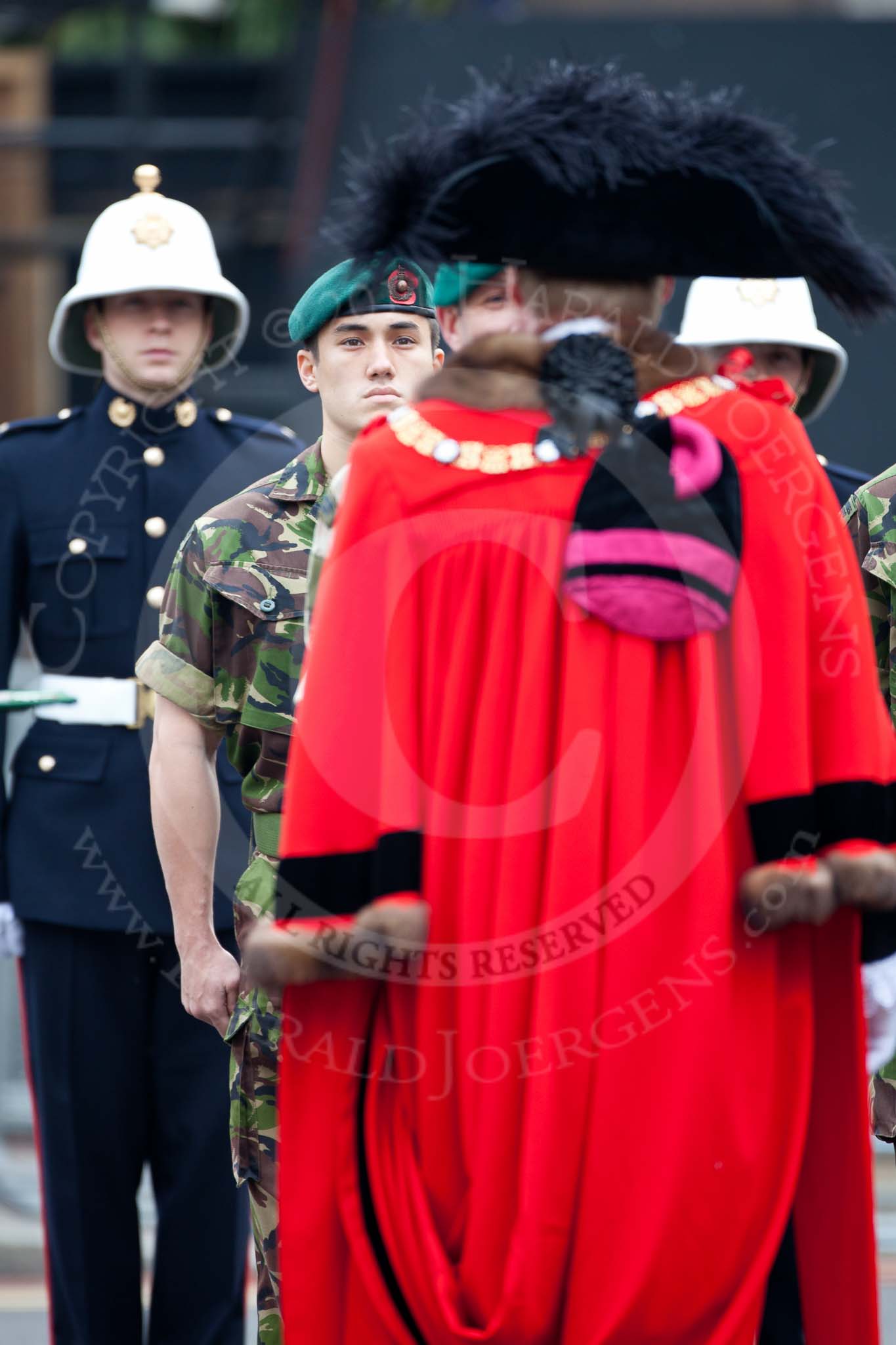 The Lord Mayor's Show 2011: The Guard of Honour, Royal Marines Reserve, City of London, here with the new Lord Mayor presenting service medals..
Opposite Mansion House, City of London,
London,
-,
United Kingdom,
on 12 November 2011 at 10:56, image #60