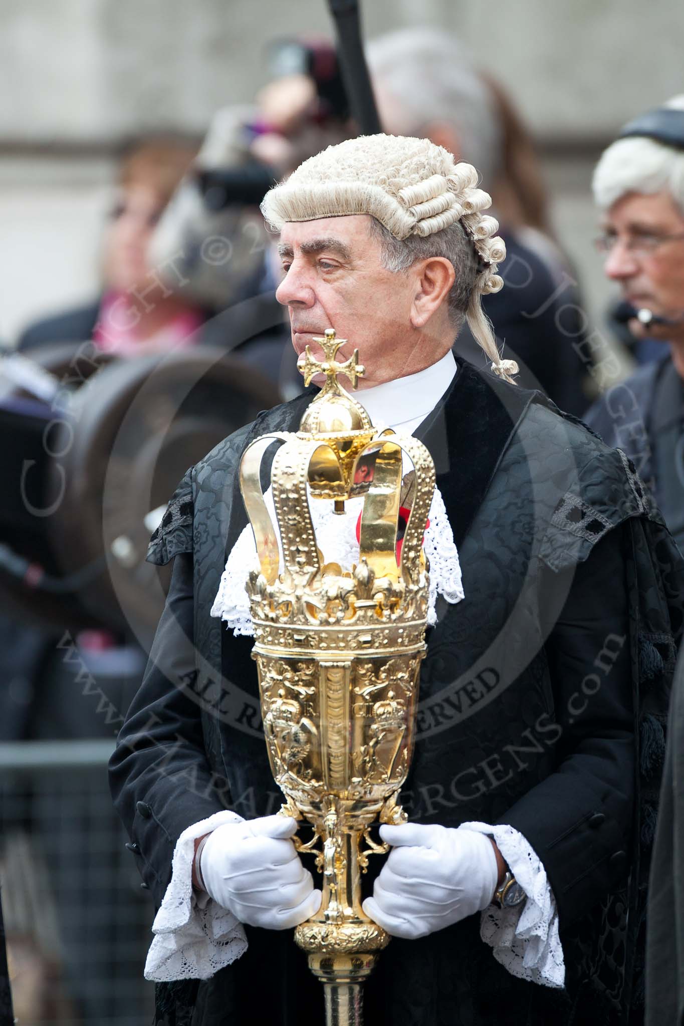 The Lord Mayor's Show 2011: Close-up of the Col. Geoffrey Godbold OBE, TD, DL, Common Cryer and Serjeant-at Arms ..
Opposite Mansion House, City of London,
London,
-,
United Kingdom,
on 12 November 2011 at 10:58, image #64