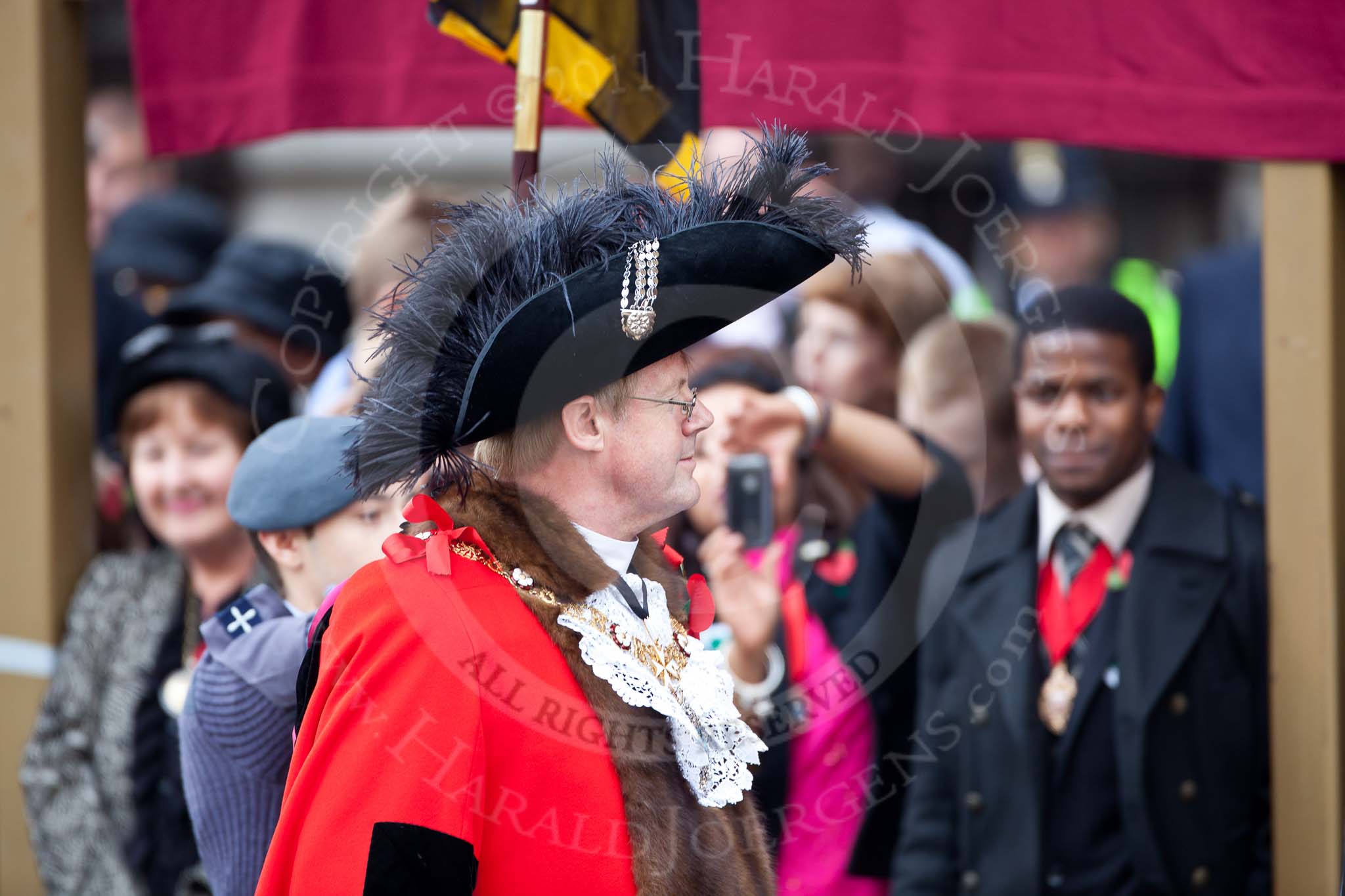 The Lord Mayor's Show 2011: Close-up of the new Lord Mayor, David Wootton, on arrival at Mansion House..
Opposite Mansion House, City of London,
London,
-,
United Kingdom,
on 12 November 2011 at 11:02, image #67