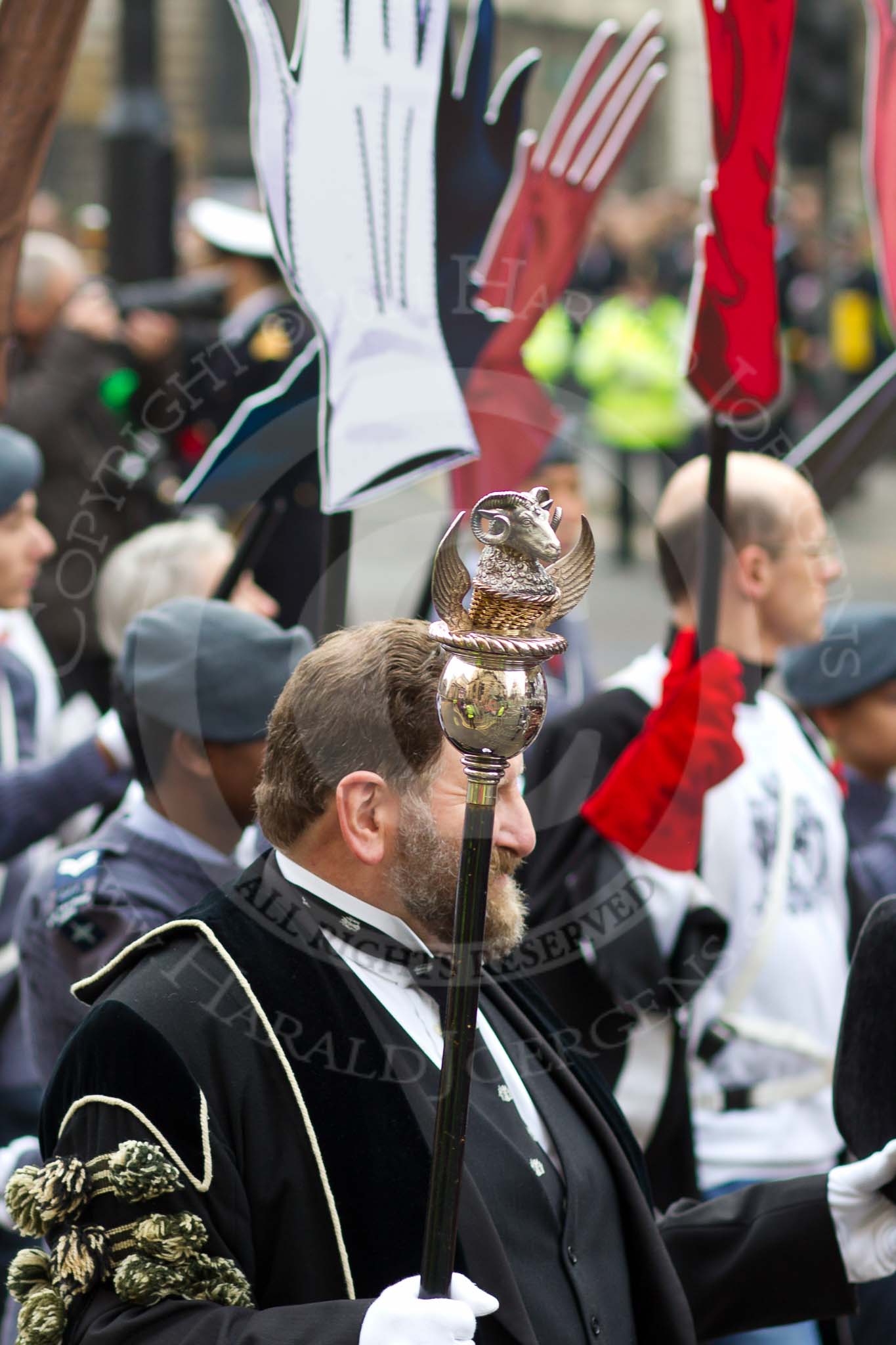 The Lord Mayor's Show 2011: Beadle, Paul Tredgett, Worshipful Company of Glovers (http://www.thegloverscompany.org/)..
Opposite Mansion House, City of London,
London,
-,
United Kingdom,
on 12 November 2011 at 11:12, image #161