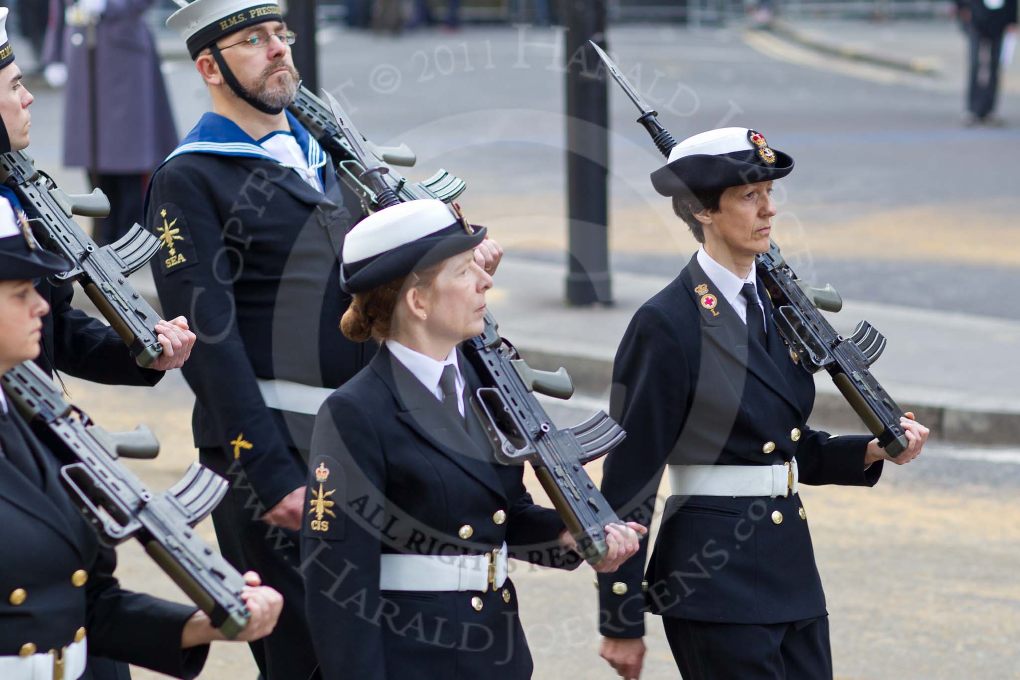 The Lord Mayor's Show 2011: Royal Naval Reserve London District, HMS President..
Opposite Mansion House, City of London,
London,
-,
United Kingdom,
on 12 November 2011 at 11:50, image #524