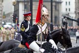 The Lord Mayor's Show 2011: Close-up of a Trooper from The Blues and Royals, Mounted Squadron, Household Regiment, the escort to the new Lord mayor..
Opposite Mansion House, City of London,
London,
-,
United Kingdom,
on 12 November 2011 at 10:52, image #47