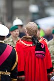 The Lord Mayor's Show 2011: Rear view of the new Lord Mayor, David Wooton, with the First Sea Lord, Admiral Sir Mark Stanhope, addressing the Guard of Honour, Royal Marines Reserve, City of London..
Opposite Mansion House, City of London,
London,
-,
United Kingdom,
on 12 November 2011 at 10:52, image #48