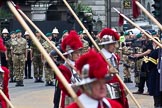 The Lord Mayor's Show 2011: The new Lord Mayor's Guard of Honour, Royal Marines Reserve, City of London, seen through the pikemen of the HAC..
Opposite Mansion House, City of London,
London,
-,
United Kingdom,
on 12 November 2011 at 10:53, image #51