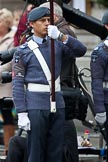 The Lord Mayor's Show 2011: A male cadet from 1475 (3rd Lewisham) Squadron of the Air Training Corps, the Dulwich Air Cadets, carrying one of the Heraldic Banners..
Opposite Mansion House, City of London,
London,
-,
United Kingdom,
on 12 November 2011 at 10:54, image #57