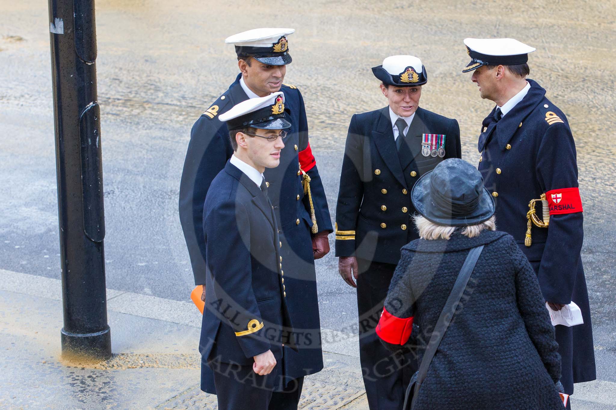 Lord Mayor's Show 2012: TRoyal Navy officers acting as Marshalls at the Lord Mayor's Show..
Press stand opposite Mansion House, City of London,
London,
Greater London,
United Kingdom,
on 10 November 2012 at 10:21, image #66