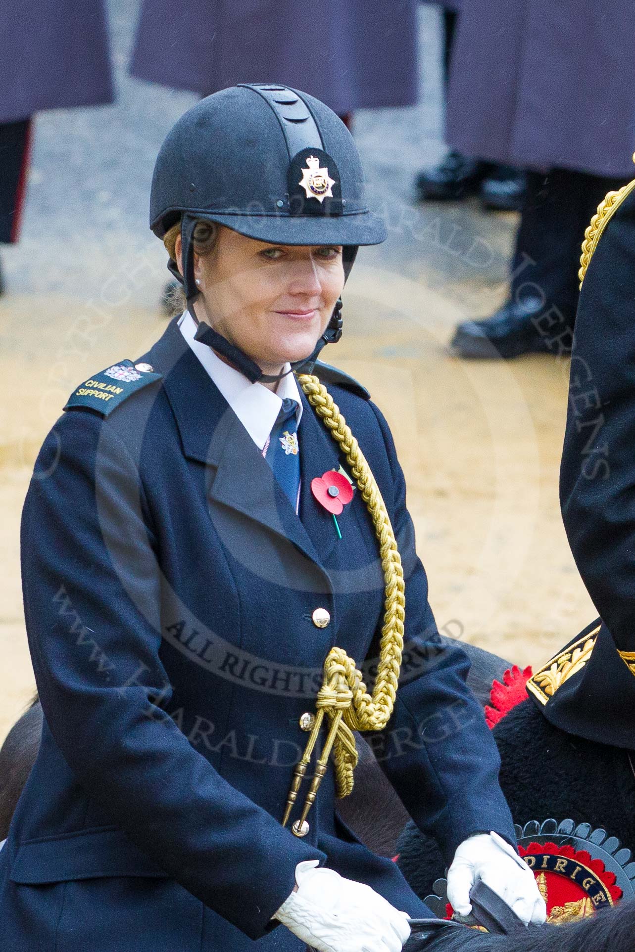 Lord Mayor's Show 2012: Rebecca Jenkins, senior Police Staff Trainer within the City of London Police mounted branch..
Press stand opposite Mansion House, City of London,
London,
Greater London,
United Kingdom,
on 10 November 2012 at 10:48, image #117