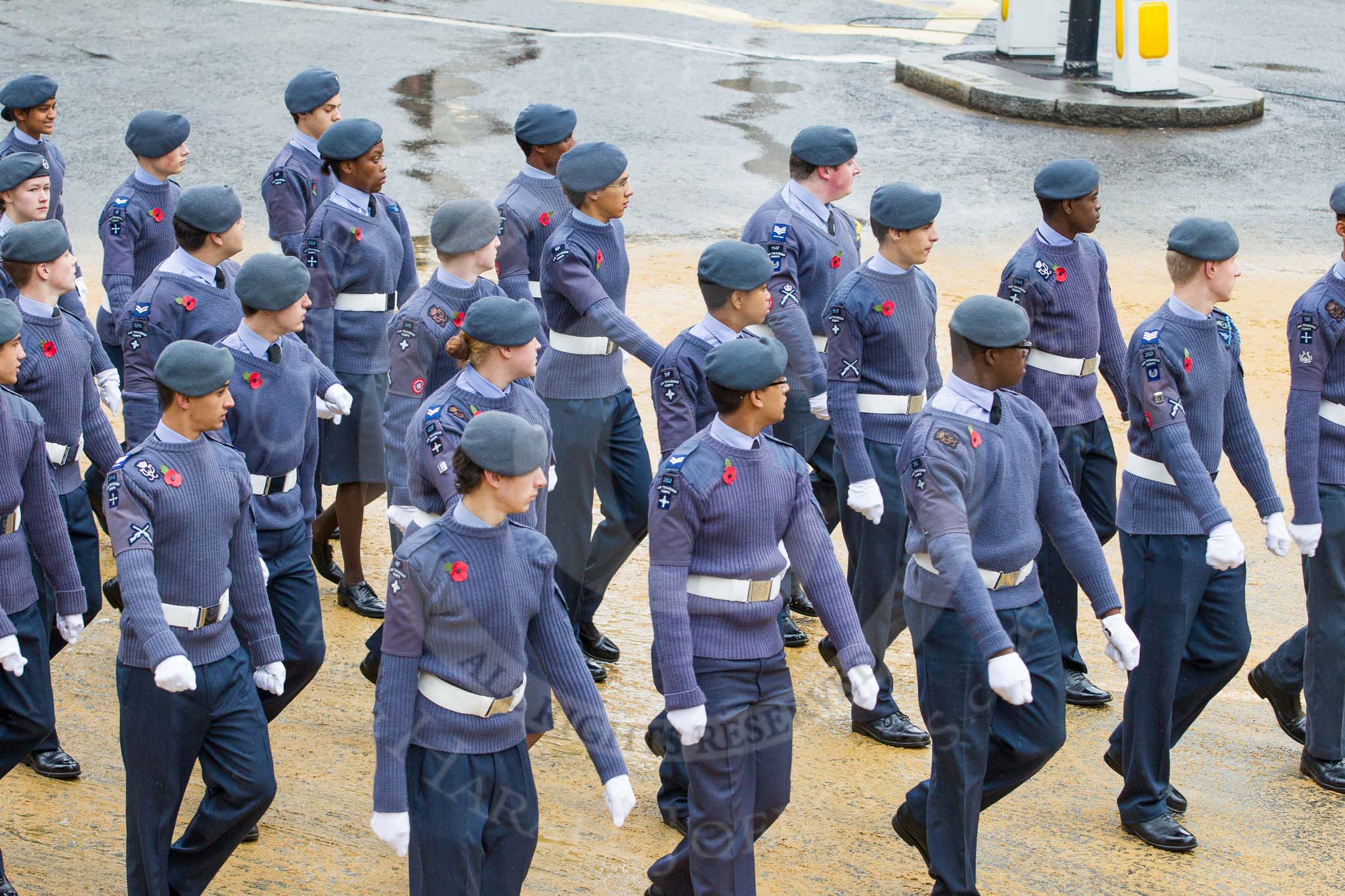 Lord Mayor's Show 2012: Entry 24 - Air Training Corps, the Air Cadets is the world's largest youth air training organisation..
Press stand opposite Mansion House, City of London,
London,
Greater London,
United Kingdom,
on 10 November 2012 at 11:10, image #400