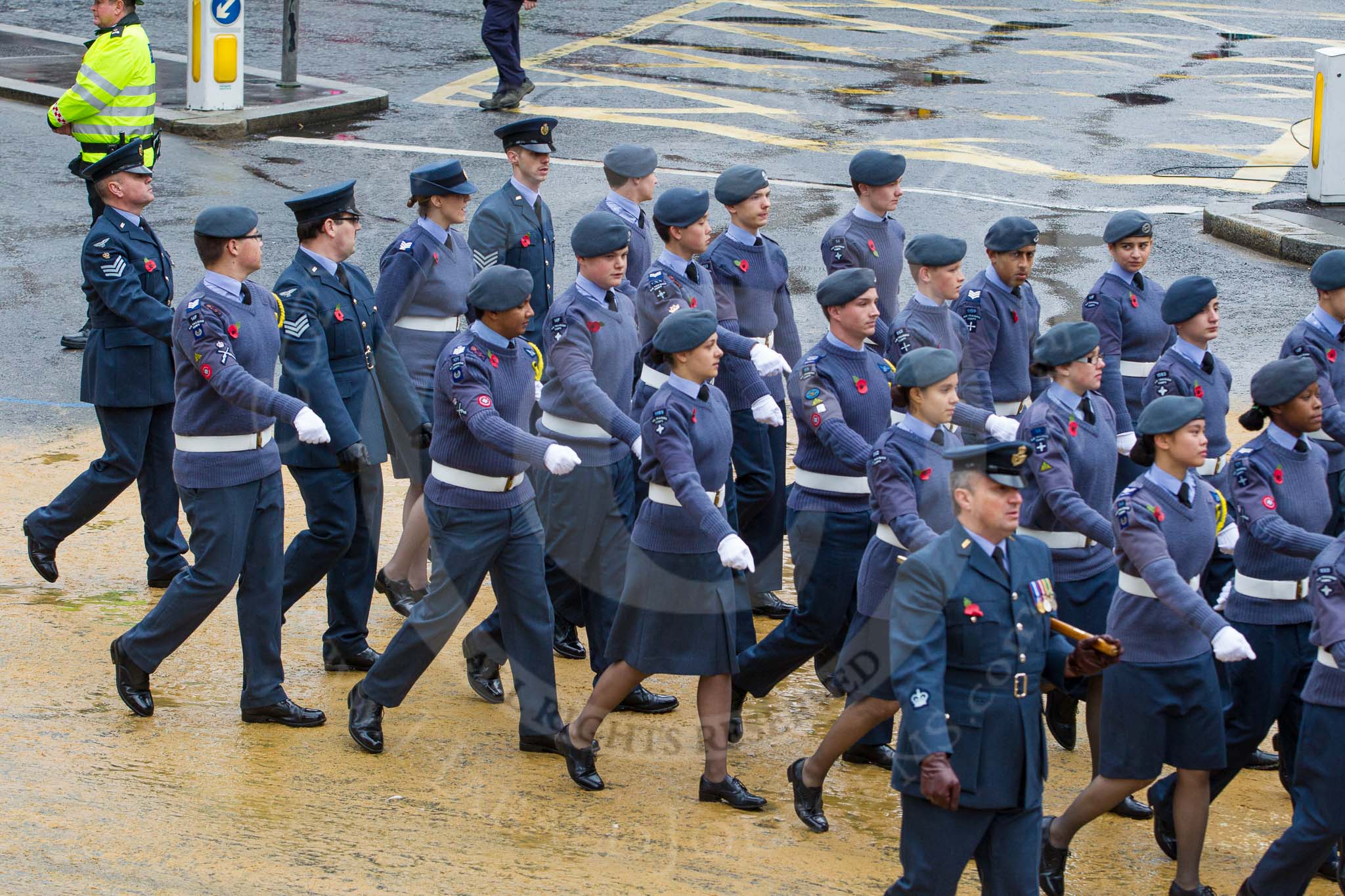 Lord Mayor's Show 2012: Entry 24 - Air Training Corps, the Air Cadets is the world's largest youth air training organisation..
Press stand opposite Mansion House, City of London,
London,
Greater London,
United Kingdom,
on 10 November 2012 at 11:11, image #417