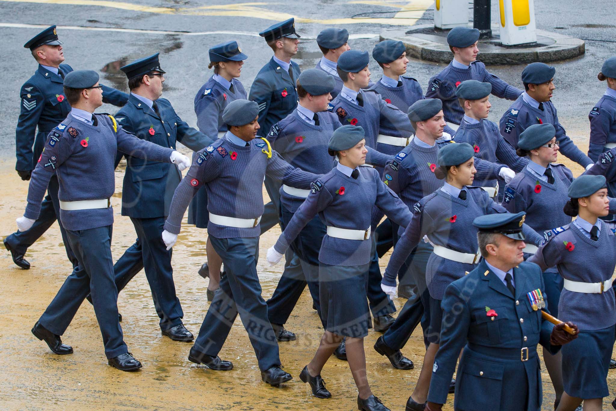 Lord Mayor's Show 2012: Entry 24 - Air Training Corps, the Air Cadets is the world's largest youth air training organisation..
Press stand opposite Mansion House, City of London,
London,
Greater London,
United Kingdom,
on 10 November 2012 at 11:11, image #418