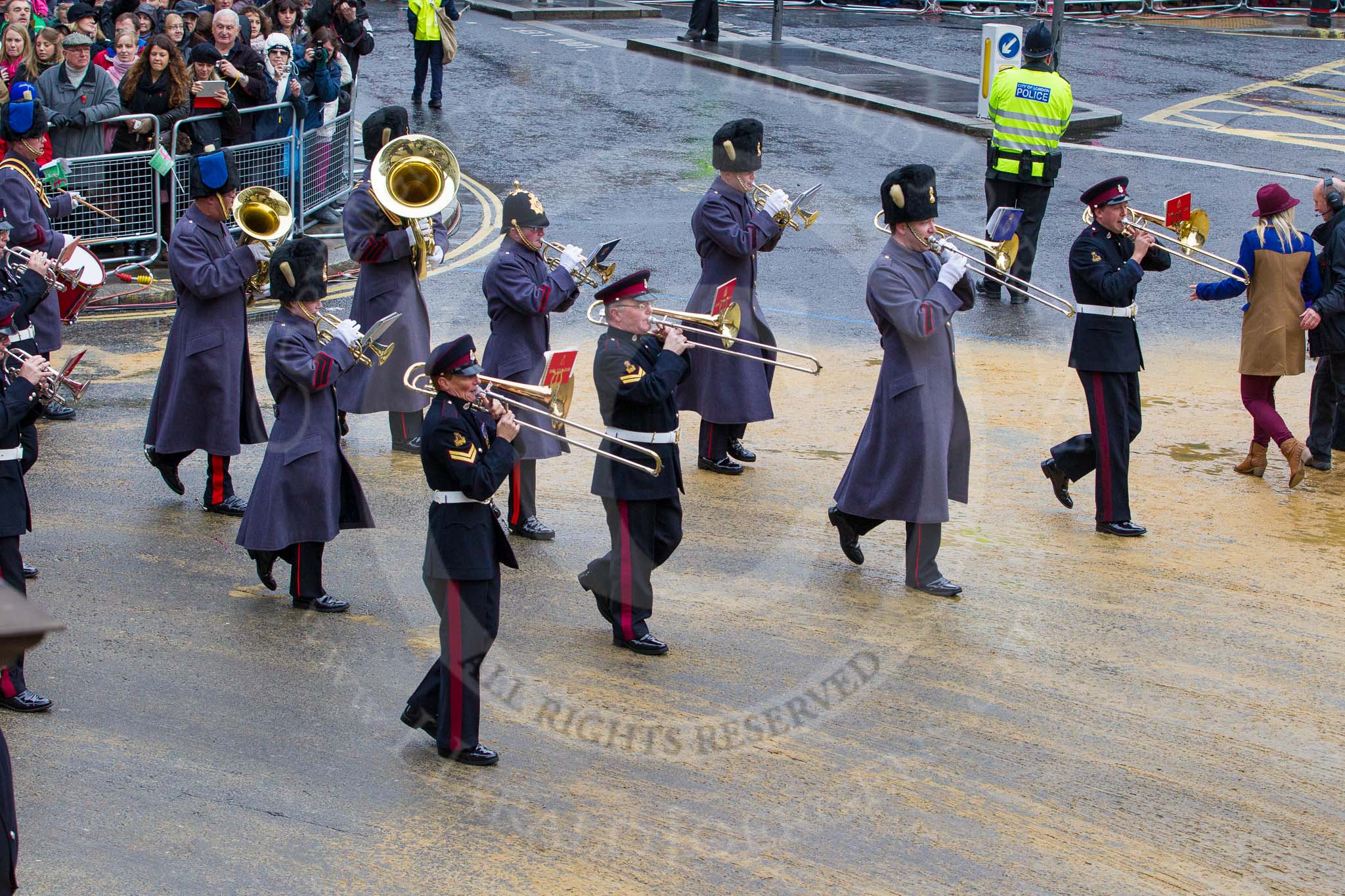 Lord Mayor's Show 2012: Entry 61 - Army Medical Services Band (V)..
Press stand opposite Mansion House, City of London,
London,
Greater London,
United Kingdom,
on 10 November 2012 at 11:27, image #798
