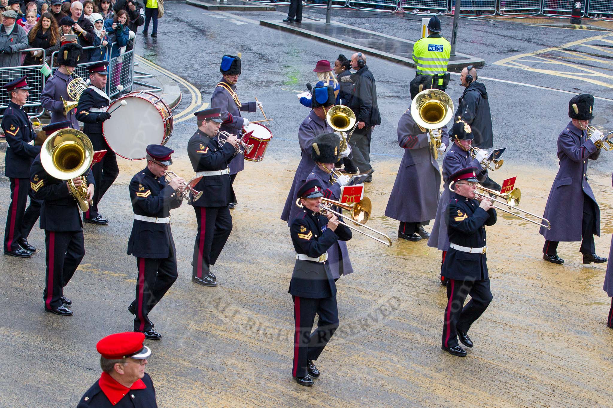 Lord Mayor's Show 2012: Entry 61 - Army Medical Services Band (V)..
Press stand opposite Mansion House, City of London,
London,
Greater London,
United Kingdom,
on 10 November 2012 at 11:28, image #800
