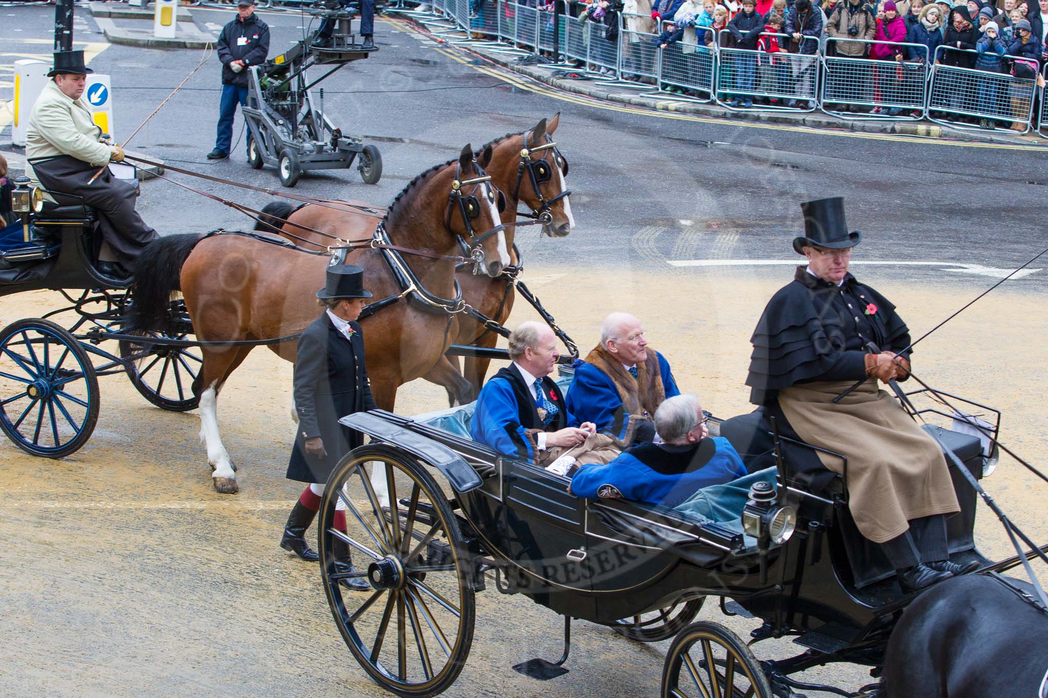 Lord Mayor's Show 2012: Entrry 128, Woshipful Company of Shipwrights: Wlliam Everand Esq, Simon Robinson Esq, Lord Clarke of Stonecum-Ebony, and Andy Milne..
Press stand opposite Mansion House, City of London,
London,
Greater London,
United Kingdom,
on 10 November 2012 at 12:04, image #1834