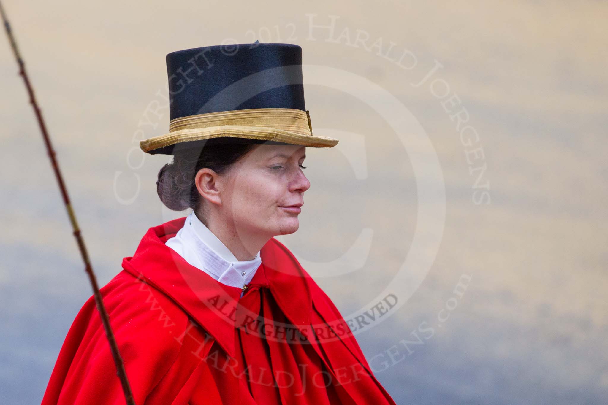 Lord Mayor's Show 2012: The Royal Mews's Lady Coachman Phillipa Jackson..
Press stand opposite Mansion House, City of London,
London,
Greater London,
United Kingdom,
on 10 November 2012 at 12:05, image #1849