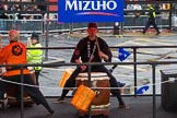 Lord Mayor's Show 2012: Entry 6, Mizuho Corporate Bank, with the drum group Mugenkyo Taiko..
Press stand opposite Mansion House, City of London,
London,
Greater London,
United Kingdom,
on 10 November 2012 at 11:01, image #210