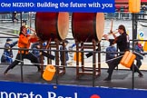 Lord Mayor's Show 2012: Entry 6, Mizuho Corporate Bank, with the drum group Mugenkyo Taiko..
Press stand opposite Mansion House, City of London,
London,
Greater London,
United Kingdom,
on 10 November 2012 at 11:02, image #212