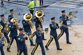 Lord Mayor's Show 2012: Entry 16 - Central Band of the RAF..
Press stand opposite Mansion House, City of London,
London,
Greater London,
United Kingdom,
on 10 November 2012 at 11:07, image #322