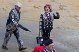 Lord Mayor's Show 2012: Entry 105 - Corps of Drums Society, here with a  London Pearly Queen and King..
Press stand opposite Mansion House, City of London,
London,
Greater London,
United Kingdom,
on 10 November 2012 at 11:53, image #1484