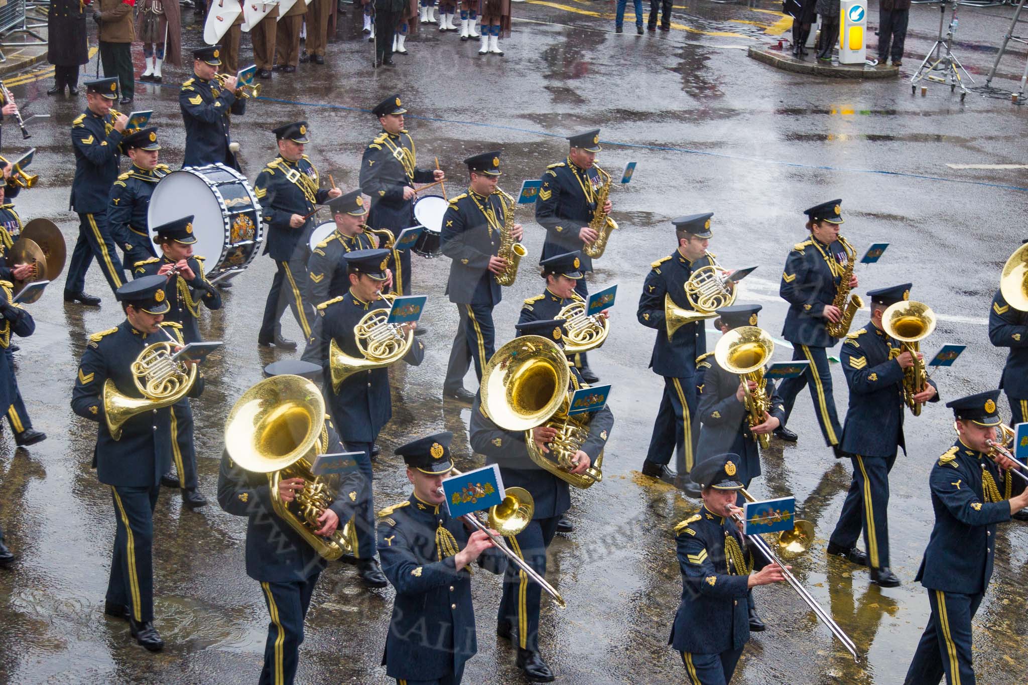 Lord Mayor's Show 2013: 15-Band of The Royal Air Force-The Central Band of the Royal Air Force is one of the oldest band in RAF..
Press stand opposite Mansion House, City of London,
London,
Greater London,
United Kingdom,
on 09 November 2013 at 11:08, image #287