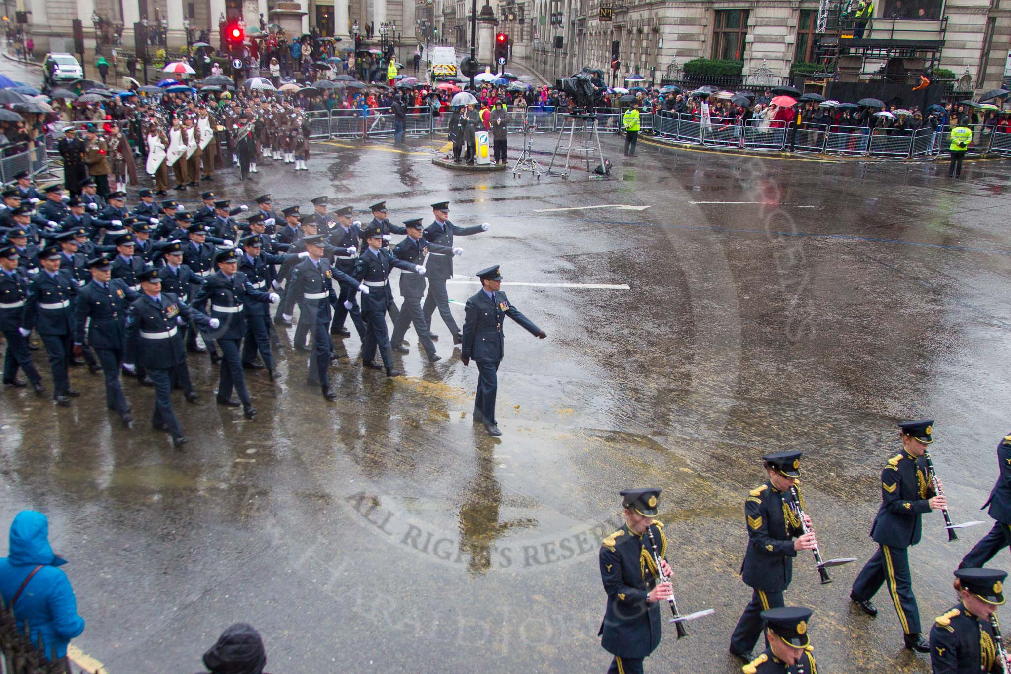 Lord Mayor's Show 2013: 16-Royal Air Force- marching contingent includes Regular and Reserve personnel..
Press stand opposite Mansion House, City of London,
London,
Greater London,
United Kingdom,
on 09 November 2013 at 11:08, image #291