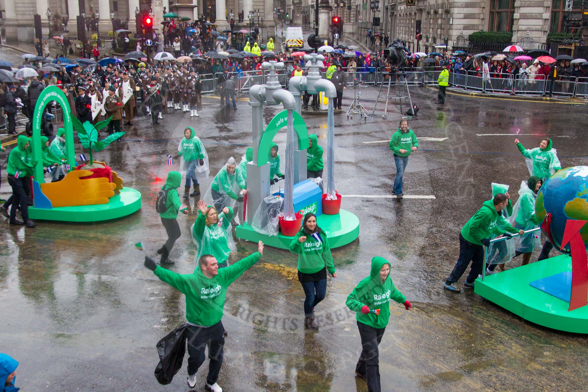 Lord Mayor's Show 2013: 21-Raleigh International-is a charity that challenges and empowers young people to deliver grassroots sustainable development. Its programmes focus on provading access to safe water and sanitation..
Press stand opposite Mansion House, City of London,
London,
Greater London,
United Kingdom,
on 09 November 2013 at 11:11, image #330