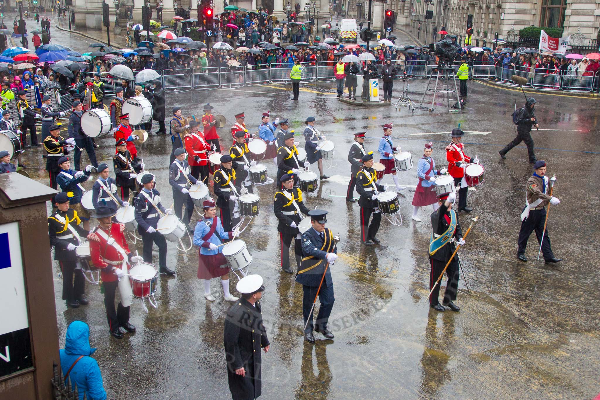 Lord Mayor's Show 2013: 35- Corps of Drums Society- was formed in 1977 for the preservation of drum, fife and bugle music of the British Army..
Press stand opposite Mansion House, City of London,
London,
Greater London,
United Kingdom,
on 09 November 2013 at 11:18, image #453