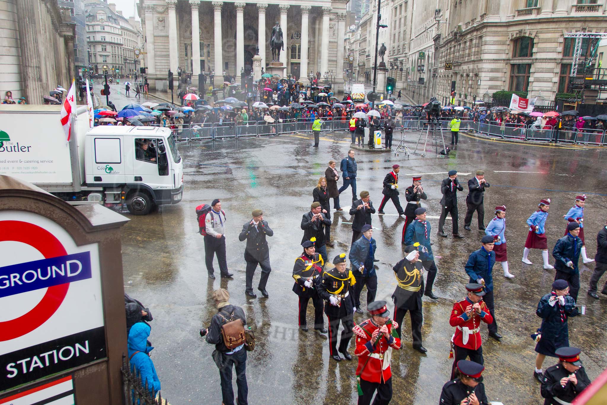 Lord Mayor's Show 2013: 35- Corps of Drums Society- was formed in 1977 for the preservation of drum, fife and bugle music of the British Army..
Press stand opposite Mansion House, City of London,
London,
Greater London,
United Kingdom,
on 09 November 2013 at 11:18, image #460