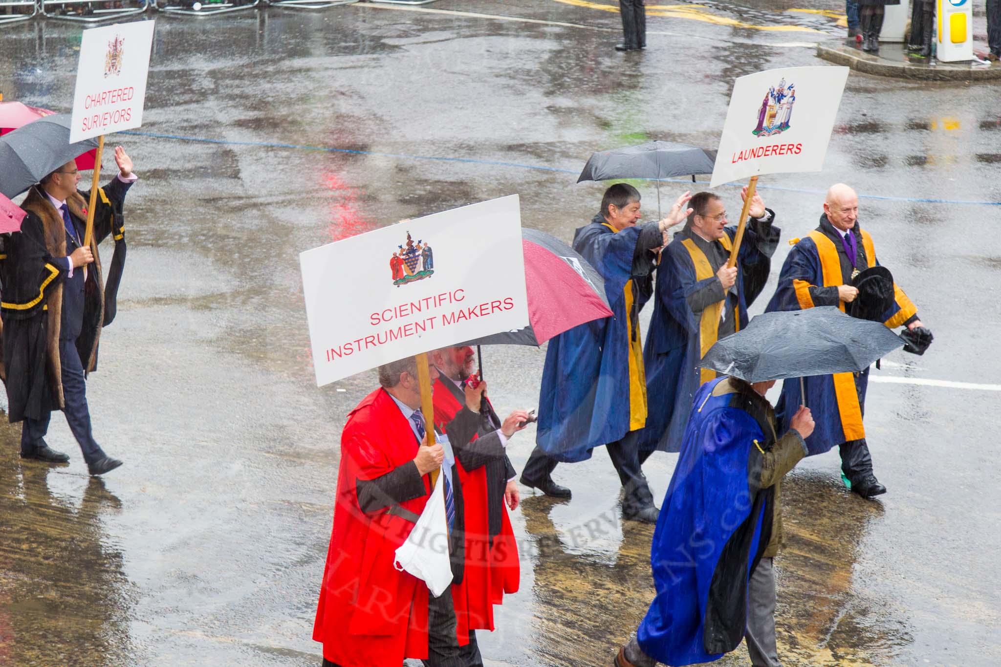 Lord Mayor's Show 2013: 46-Modern Livery Companies-Scientific Instrument Makers, Launderers, Surveyors..
Press stand opposite Mansion House, City of London,
London,
Greater London,
United Kingdom,
on 09 November 2013 at 11:25, image #592