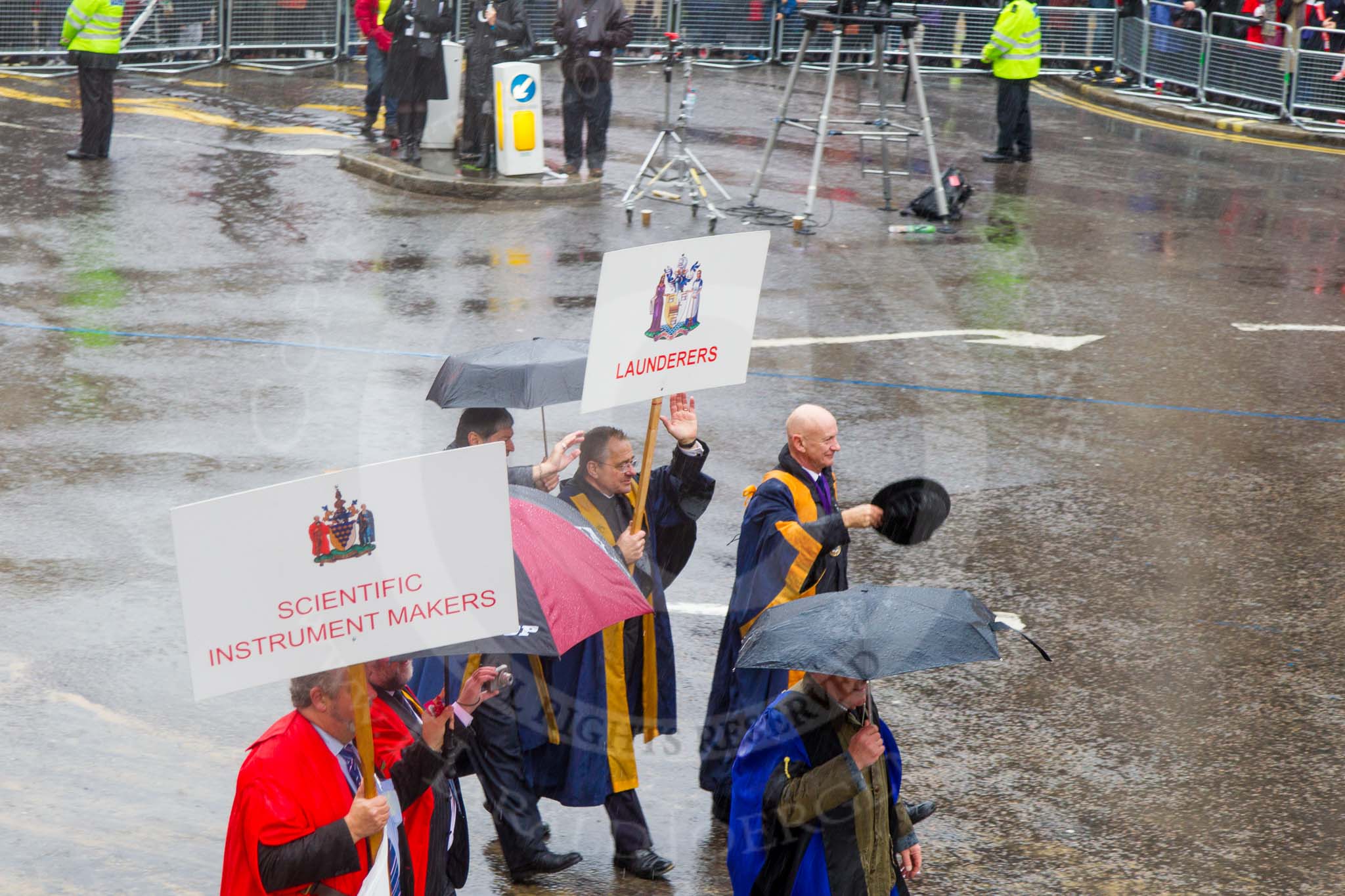 Lord Mayor's Show 2013: 46-Modern Livery Companies-Scientific Instrument Makers, Launderers, Surveyors..
Press stand opposite Mansion House, City of London,
London,
Greater London,
United Kingdom,
on 09 November 2013 at 11:25, image #593