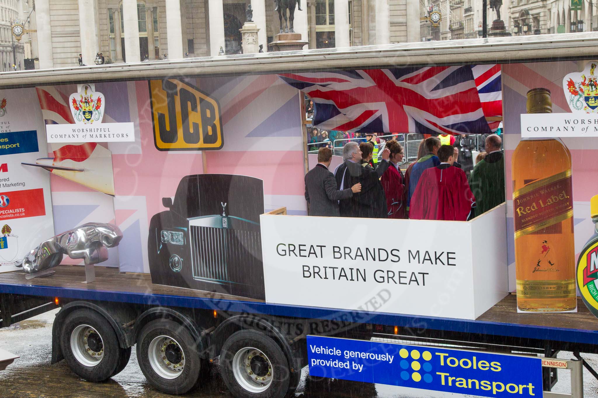 Lord Mayor's Show 2013: 49-Worshipful Company of Marketors-Their theme this year is  'Great Brands make Britain Great'..
Press stand opposite Mansion House, City of London,
London,
Greater London,
United Kingdom,
on 09 November 2013 at 11:28, image #654