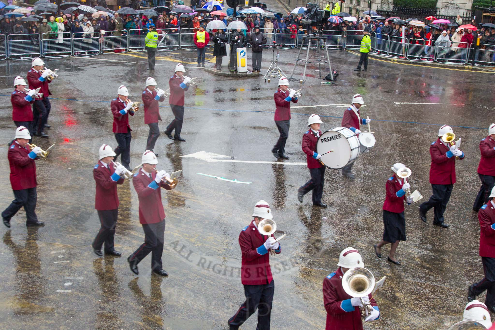 Lord Mayor's Show 2013: 61-Household Tropps  Band of theSalvation Army-this is the band represents some 500 Salvation Army bands from all over of UK..
Press stand opposite Mansion House, City of London,
London,
Greater London,
United Kingdom,
on 09 November 2013 at 11:34, image #784