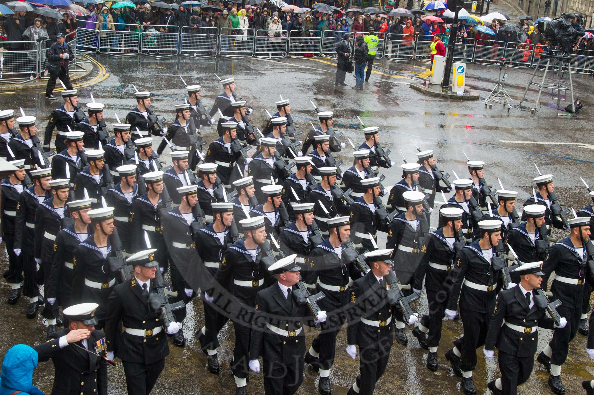 Lord Mayor's Show 2013: 95-Royal Navy (HMS Collingwood)-is home to the Maritime Warfare Scool, which contributes to the operational capability of the Fleet by providing first-class training to all officers and ratings of the Royal Navy..
Press stand opposite Mansion House, City of London,
London,
Greater London,
United Kingdom,
on 09 November 2013 at 11:52, image #1160