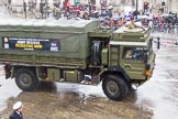 Lord Mayor's Show 2013: 66-151 ( London) Transport Regiment- Its role is to ensure that weapons, ammunition and supplies are delivered wherever and whenever they are needed..
Press stand opposite Mansion House, City of London,
London,
Greater London,
United Kingdom,
on 09 November 2013 at 11:36, image #806