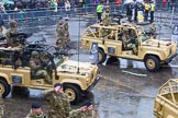 Lord Mayor's Show 2013: 73-The Royal Yeomanry- is London's only Army Reserve Calvary unit.  It use some of the armoured vehicles that you will see in the Show today..
Press stand opposite Mansion House, City of London,
London,
Greater London,
United Kingdom,
on 09 November 2013 at 11:40, image #877