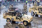 Lord Mayor's Show 2013: 73-The Royal Yeomanry- is London's only Army Reserve Calvary unit.  It use some of the armoured vehicles that you will see in the Show today..
Press stand opposite Mansion House, City of London,
London,
Greater London,
United Kingdom,
on 09 November 2013 at 11:40, image #878