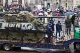 Lord Mayor's Show 2013: 73-The Royal Yeomanry- is London's only Army Reserve Calvary unit.  It use some of the armoured vehicles that you will see in the Show today..
Press stand opposite Mansion House, City of London,
London,
Greater London,
United Kingdom,
on 09 November 2013 at 11:40, image #883