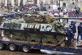 Lord Mayor's Show 2013: 73-The Royal Yeomanry- is London's only Army Reserve Calvary unit.  It use some of the armoured vehicles that you will see in the Show today..
Press stand opposite Mansion House, City of London,
London,
Greater London,
United Kingdom,
on 09 November 2013 at 11:40, image #884