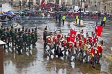Lord Mayor's Show 2013: 88-The Belgain Tourist Board Road to Waterloo 200-the Napoleonic Association supports people with a common interest in the period from Freanch Revolution to the Battle of Waterloo in 1815..
Press stand opposite Mansion House, City of London,
London,
Greater London,
United Kingdom,
on 09 November 2013 at 11:48, image #1079