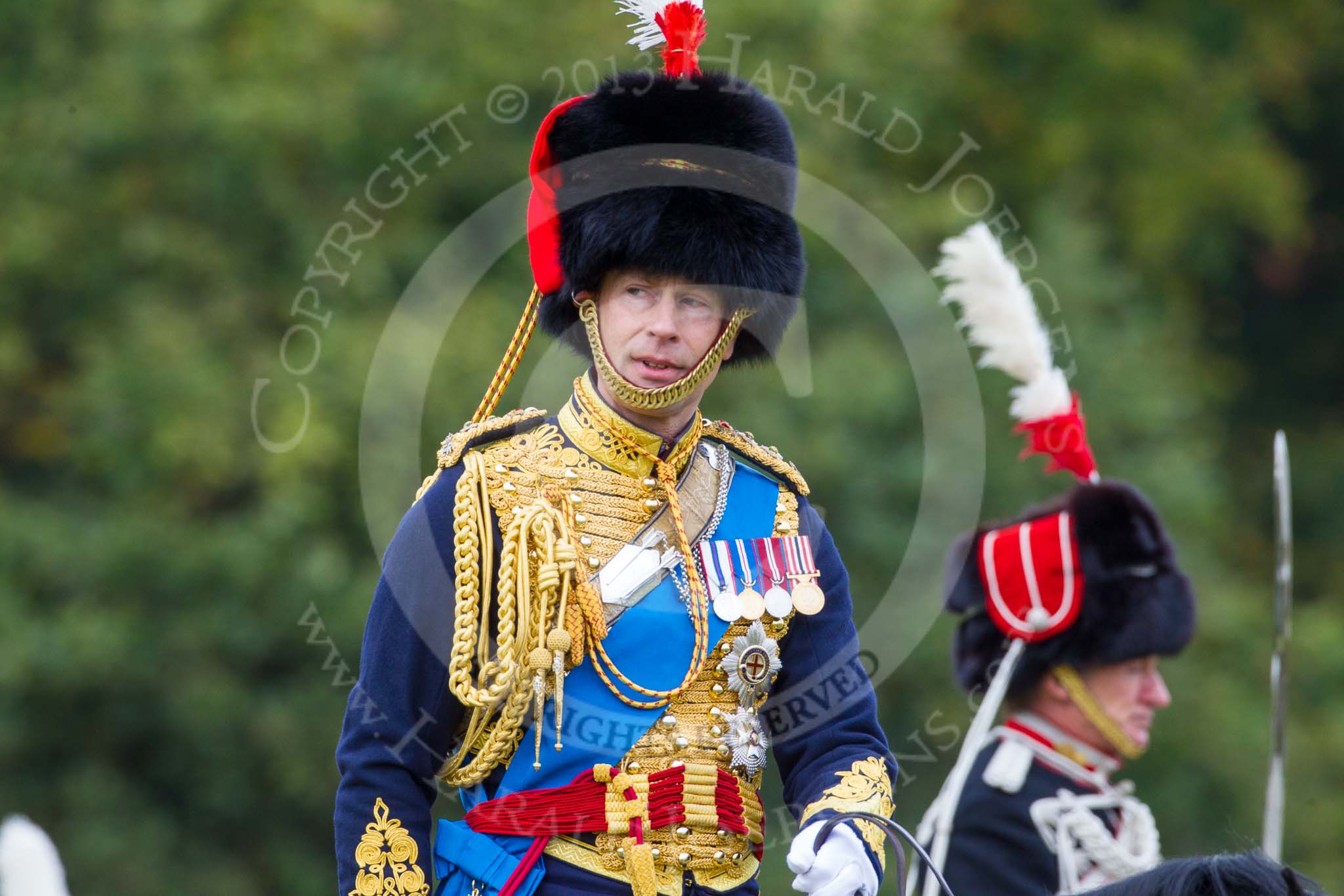 The Light Cavalry HAC Annual Review and Inspection 2014: The reviewing officer, HRH Prince Edward, Earl of Wessex..
Guards Polo Club. Windsor Great Park,



on 12 October 2014 at 12:59, image #146